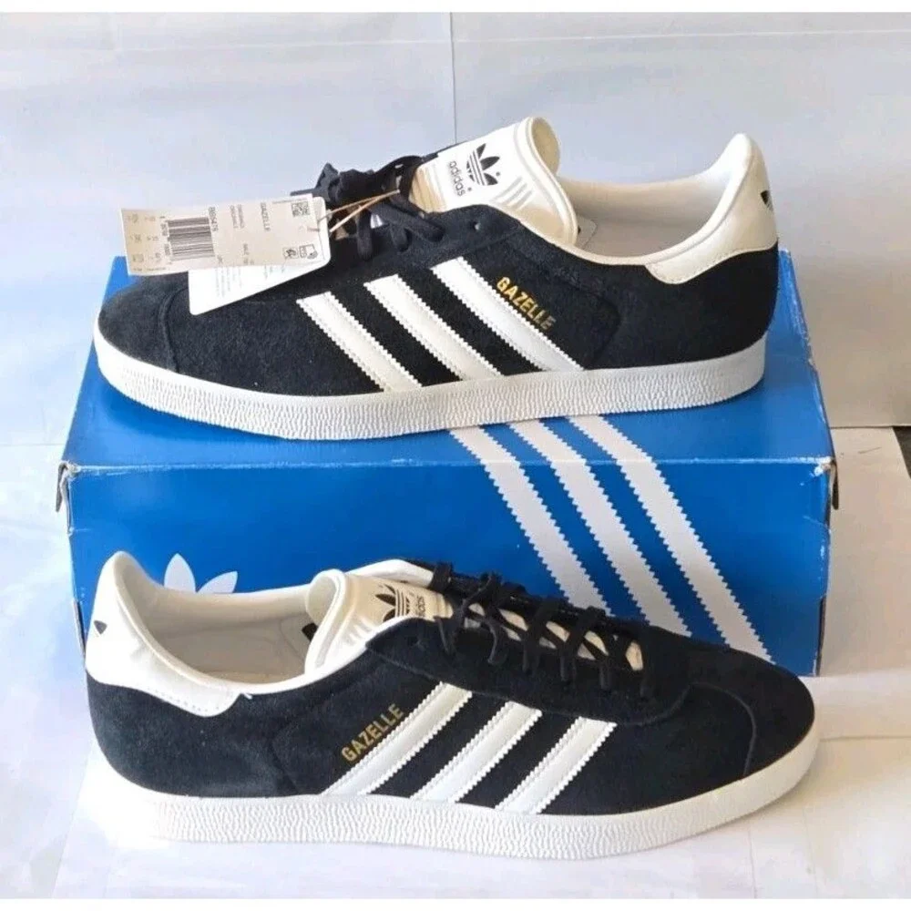 Adidas Gazelle Men's Size 10.5 Shoes Black White Athletic Casual Sneakers